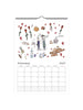 Calendar page for February 2027 with spot illustrations about florist life over Valentines Day