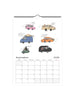Calendar page for September 2026 with cartoon cars and people on a white background